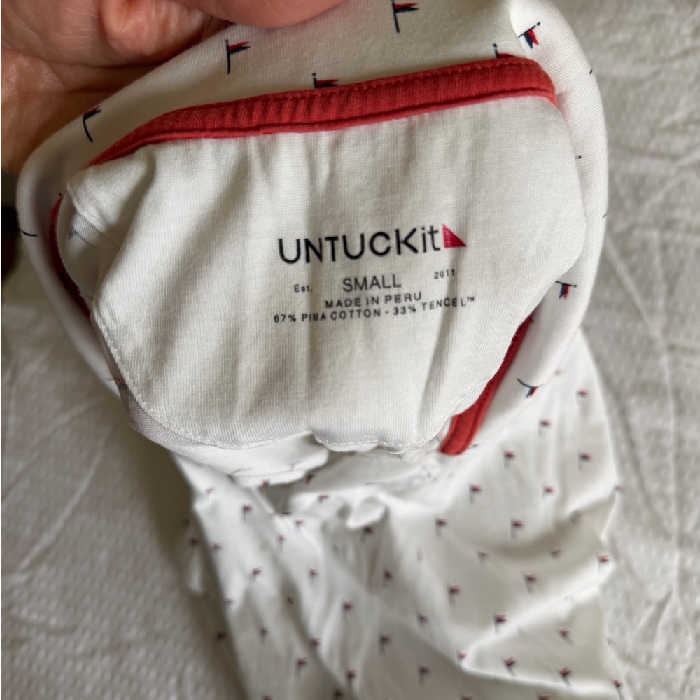 UNTUCKit White Polo with Red Flag Print - Picture 4 of 7